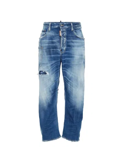 Dsquared2 Distressed Faded Jeans In Animal Print