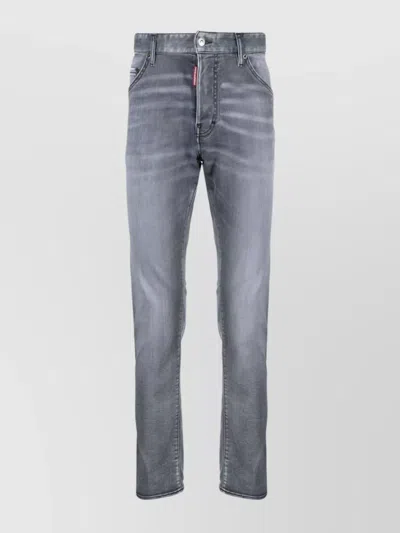 Dsquared2 Distressed Faded Skinny Straight Leg Denim Trousers In Blue