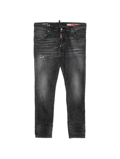 Dsquared2 Distressed Faded-effect Jeans In Black