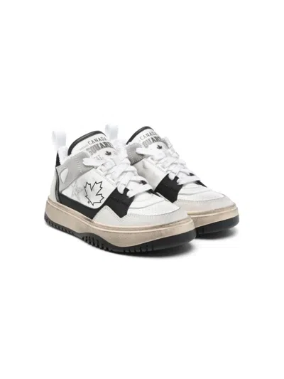 Dsquared2 Kids' Distressed-finish Sneakers In White