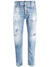 Dsquared2 Distressed-finish Tapered-leg Jeans In Blue