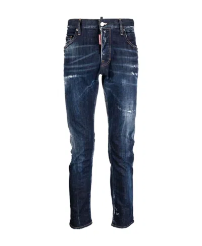 Dsquared2 Blue Jeans With Belt Loops And Logo Patch On The Rear In 470