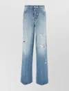 Dsquared2 Distressed Finish Wide-leg Denim Trousers