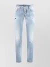 Dsquared2 Distressed Five-pocket Cotton Stretch Jeans In Blue