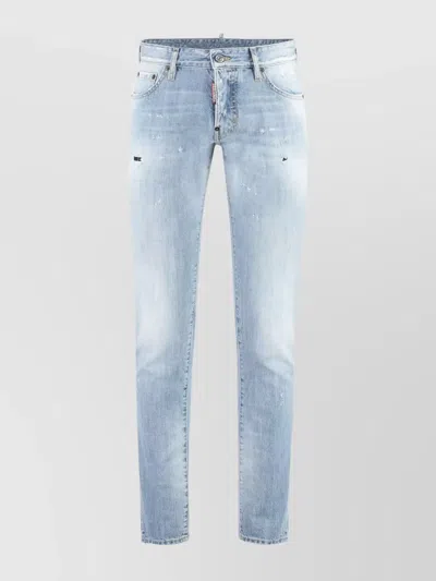 DSQUARED2 DISTRESSED FIVE-POCKET COTTON STRETCH JEANS