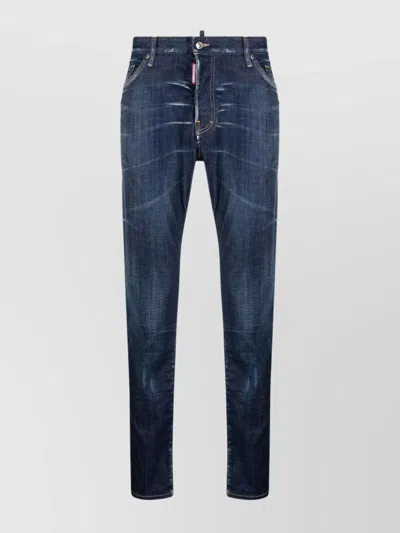 DSQUARED2 DISTRESSED FIVE-POCKET JEANS LEATHER PATCH