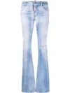 Dsquared2 Distressed Flared Jeans In Blue
