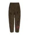 Dsquared2 Distressed Graffiti-print Trousers In Green