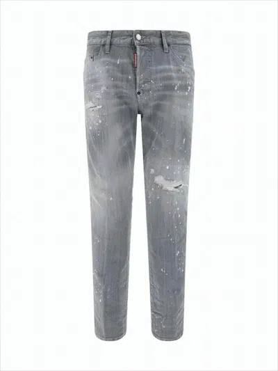Dsquared2 Distressed Grey Denim Pants In Gray