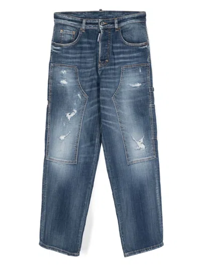 Dsquared2 Kids' Distressed Jeans In 蓝色
