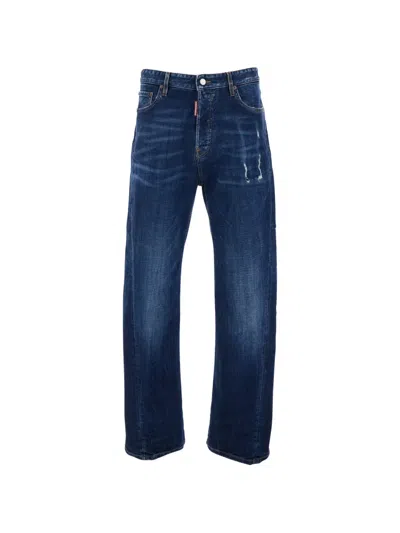 Dsquared2 Loose Fit Jeans Belt Loops Five Pockets In Blue
