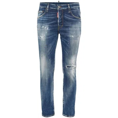 Dsquared2 Distressed Slim-cut Jeans In Blue