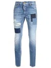 Dsquared2 Distressed-effect Patchwork Jeans In Navy Blue