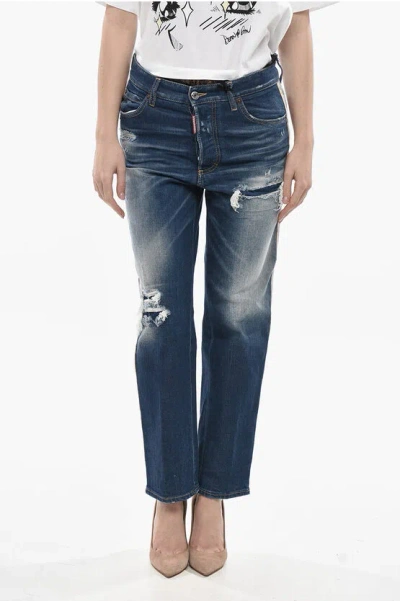 Dsquared2 Distressed Jeans With Floral Detail 20cm