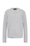 Dsquared2 Wool And Cashmere Crew-neck Sweater With Kangaroo Pocket In Grey