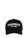 Dsquared2 Distressed Logo Cap With Adjustable Strap In Black