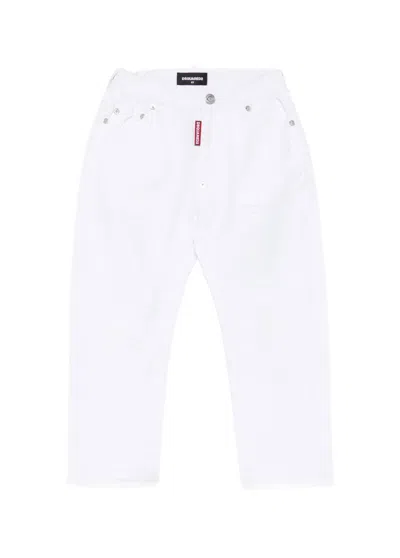 Dsquared2 Kids' Distressed Logo Jeans In White