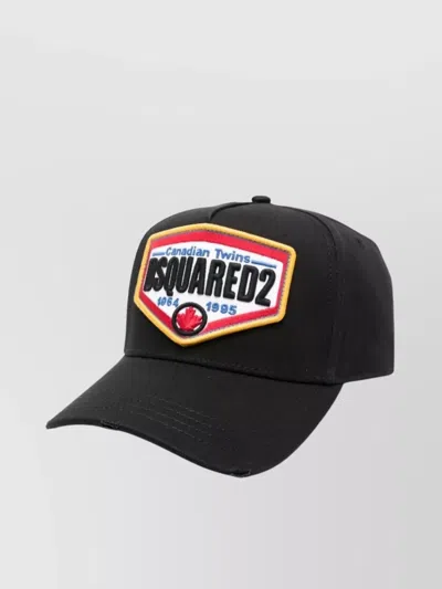 DSQUARED2 DISTRESSED LOGO PATCH BASEBALL CAP