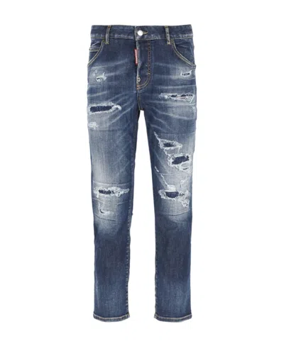 DSQUARED2 DSQUARED2 LOGO PATCH DISTRESSED CROPPED JEANS