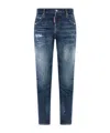 Dsquared2 Distressed Logo Patch Jeans In Blue