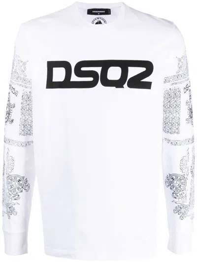 Dsquared2 Distressed-logo-print Sweatshirt In White