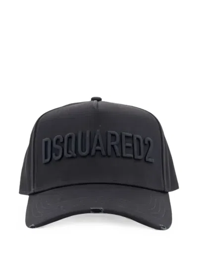 Dsquared2 Distressed Logo-patch Baseball Cap In Blue