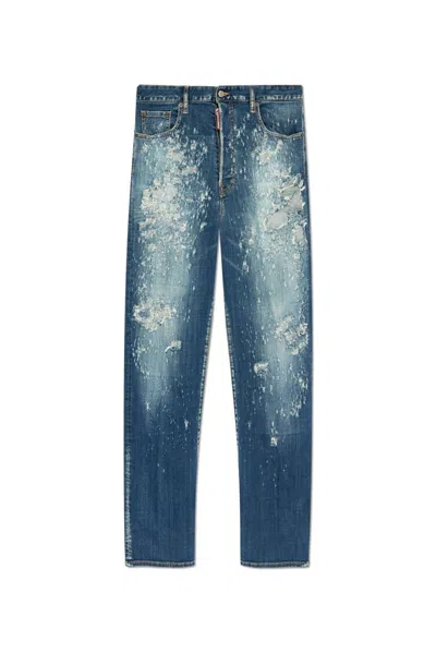 Dsquared2 Distressed Jeans In Blue