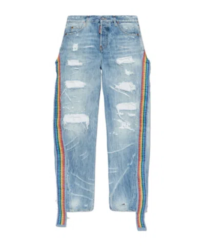 Dsquared2 Distressed Loose Twist Jeans In Blue