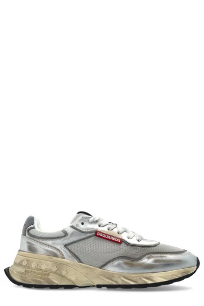 Dsquared2 Distressed Low-top Sneakers In Silver