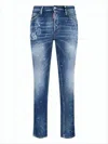 Dsquared2 Distressed Medium Blue Denim Pants In Blue