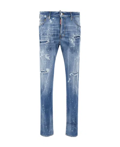 Dsquared2 Distressed Mid-rise Straight-leg Jeans In Blue