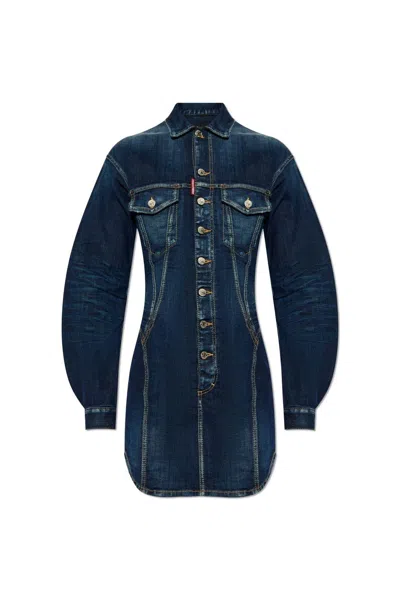 DSQUARED2 DISTRESSED MINI DENIM DRESS