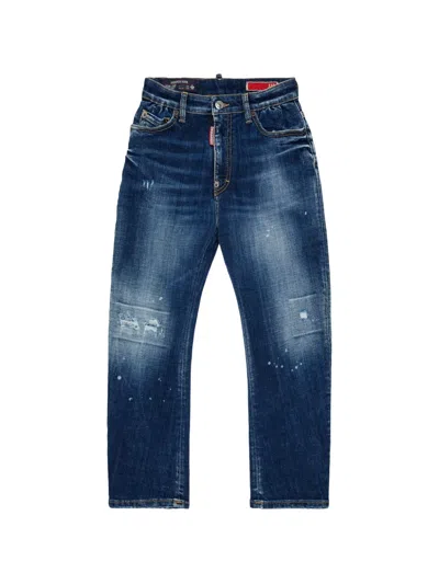 Dsquared2 Kids' Distressed Paint-splatter Jeans In Blue