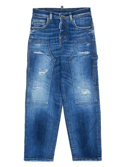 Dsquared2 Kids' Distressed Panelled Jeans In Blue