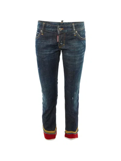Pre-owned Dsquared2 Distressed Panelled Jeans In Blue