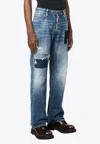Dsquared2 Distressed-effect Patchwork Jeans In Navy
