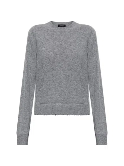 Dsquared2 Distressed Pouch-pocket Sweater In Gray
