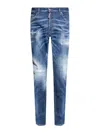 Dsquared2 Navy Blue Cotton Jeans With Worn Effect 5 Pockets In Dark Blue