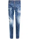Dsquared2 Navy Blue Cotton Jeans With Worn Effect 5 Pockets In Navy Blue