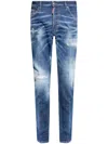Dsquared2 Navy Blue Cotton Jeans With Worn Effect 5 Pockets In Navy Blue