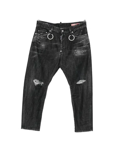 Dsquared2 Distressed Ring-detail Jeans In Animal Print