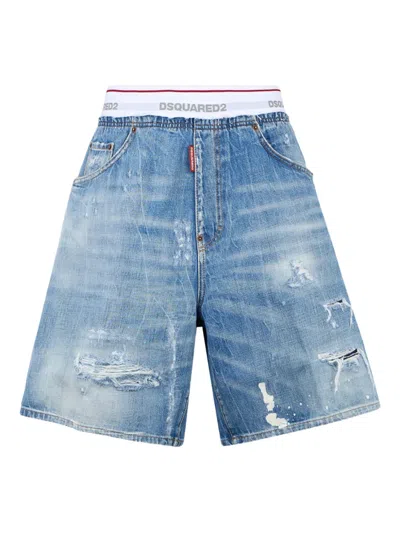 Dsquared2 Distressed Shorts In Blue