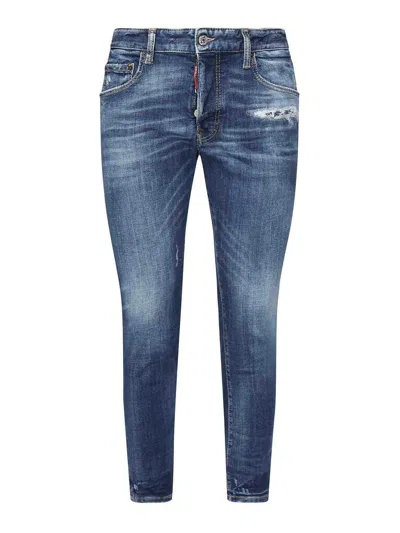Dsquared2 Distressed Skater Jeans In Blue