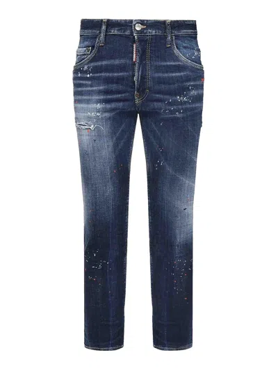Dsquared2 Distressed Skater Jeans In Blue