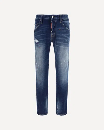 Dsquared2 Distressed Skater Jeans In Blue