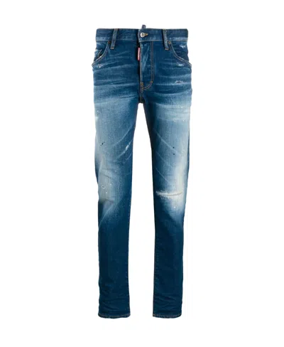 Dsquared2 Distressed Skater Jeans In Blue