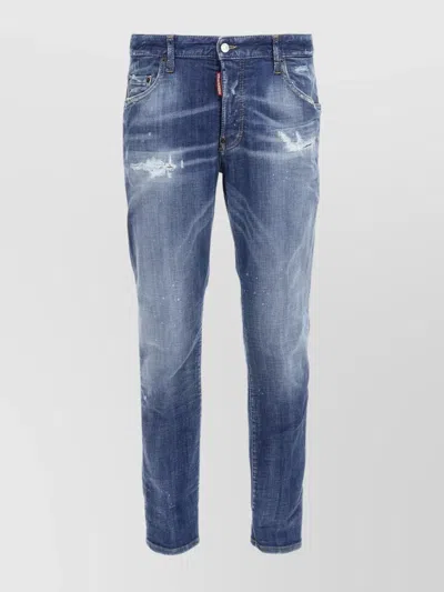 Dsquared2 Distressed 'skater' Jeans With Belt Loops In Blue