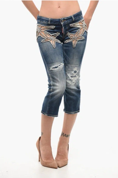 Dsquared2 Distressed Skinny Denims With Star Detail