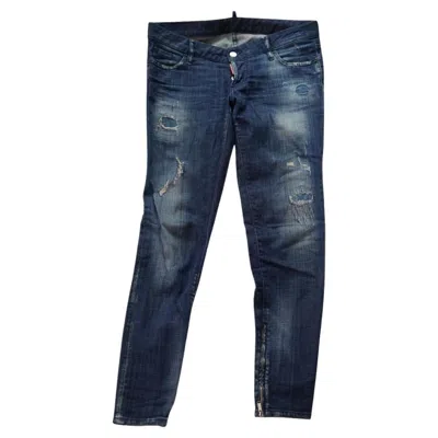 Pre-owned Dsquared2 Distressed Skinny Jeans 44 In Black