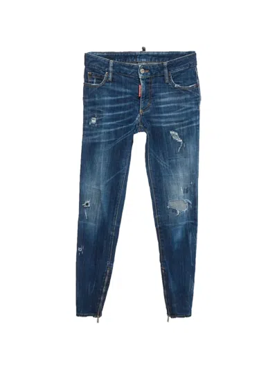 Pre-owned Dsquared2 Distressed Skinny Jeans In Blue